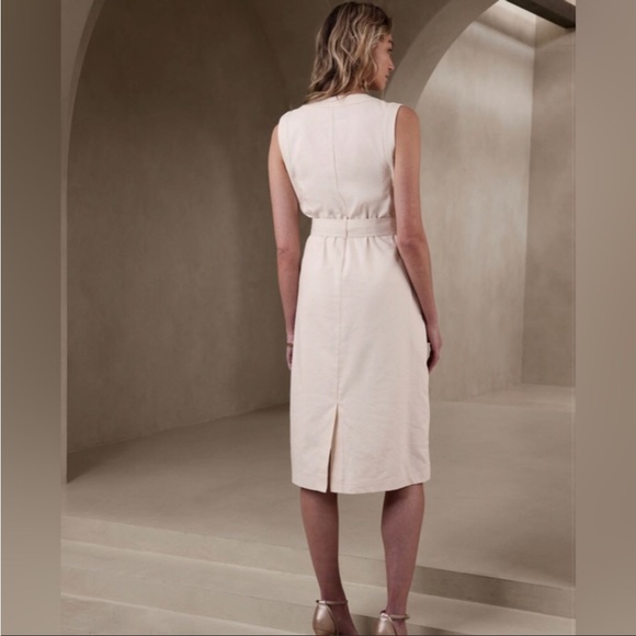 NWT! BANANA REPUBLIC BLACK LINEN-COTTON MIDI SHIFT DRESS - Multiple Sizes - Picture 2 of 4